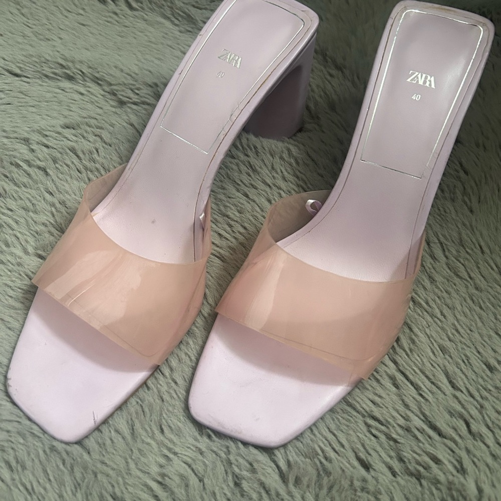 Zara lavender chunky Heeled Shoes with Modern Design
